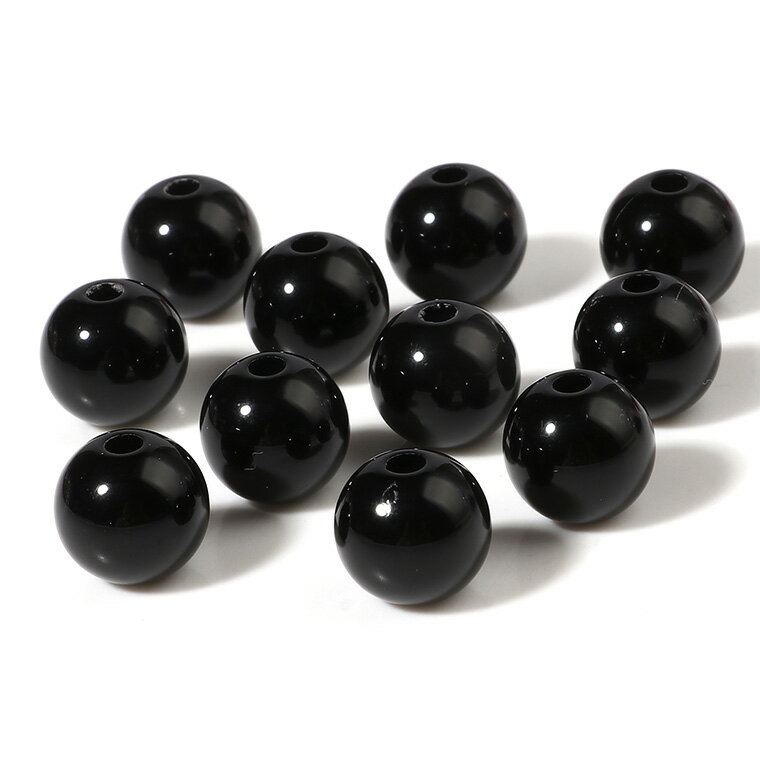 約6mm 100個入 アクリルビーズ 球形 黒 穴約2mm / ブラック 丸 円 目 スペーサー 1...