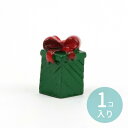 1個入 約16×10mm レジン ミニチュア プレゼント / グリーン 贈り物 xmas クリスマス 小さい かわいい 可愛い マスコット フィギュア 置物 装...