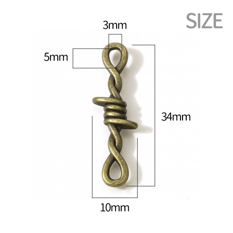 5個入 34mm×10mm コネクターパーツ 透かし ロープ シルバー / 縄 なわ 鎖 くさり ...
