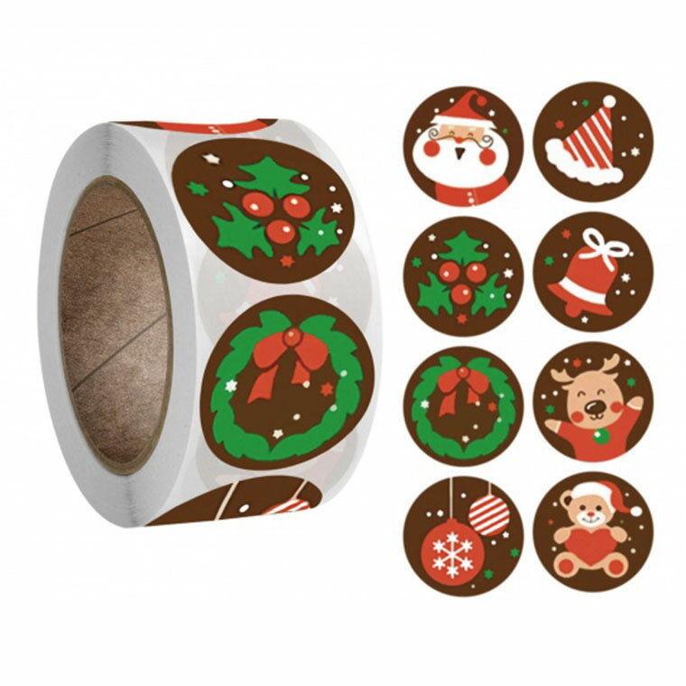 ロールシール クリスマス キャラクター 8種類 アソート 1個入 / サンタクロース クリスマス クマ ベア トナカイ ブラウン xmas 可愛い かわいい ラッピング DIY スクラップブック ステッカー デコレーション ハンドメイド 材料 オリジナル 副資材【ゆうパケット対応】