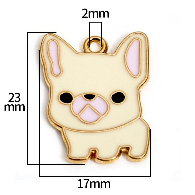 1個入 23mm×17mm メタルチャーム フレンチブルドッグ ベージュ / いぬ ドッグ 動物 ピアス イヤリング ハンドメイド アクセサリーパーツ【ゆうパケット対応】