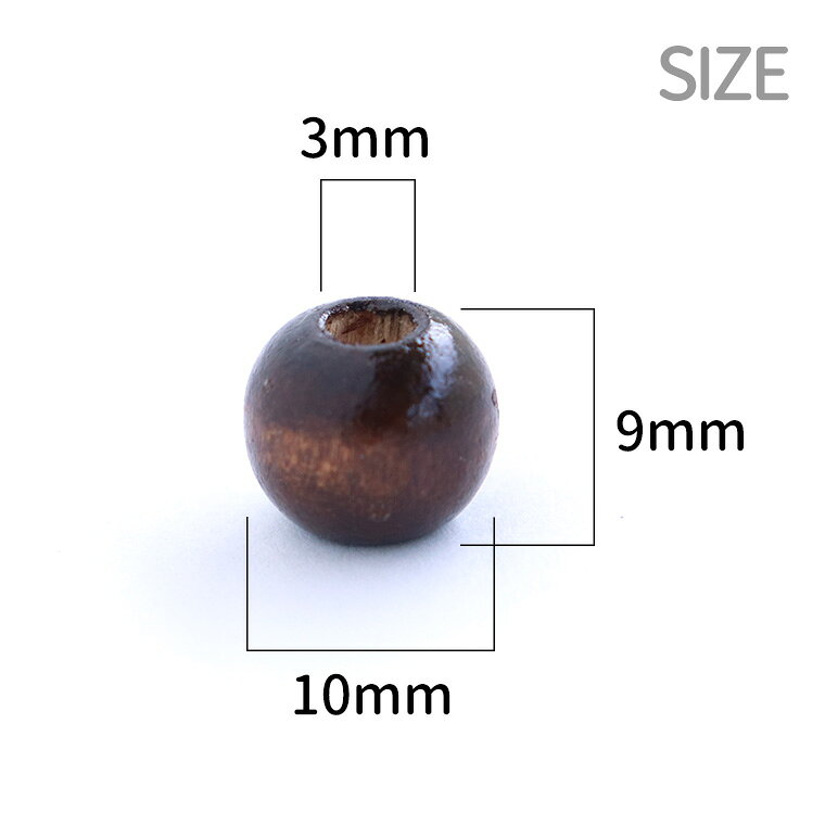 10mm×9mm 50個入 ウッドビーズ コーヒー ニスあり 穴3mm / パーツ ハンドメイド 木...