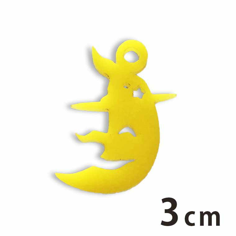 アクリルチャーム 月の顔 3cm 厚さ2mm 選べる豊富なカラー アンシャンテラボ / ハロウィン 三日月 ムーン フェイス アクセサリーパーツ ピアス イヤリング ブレスレットハンドメイド材料 レジン資材【ゆうパケット対応】