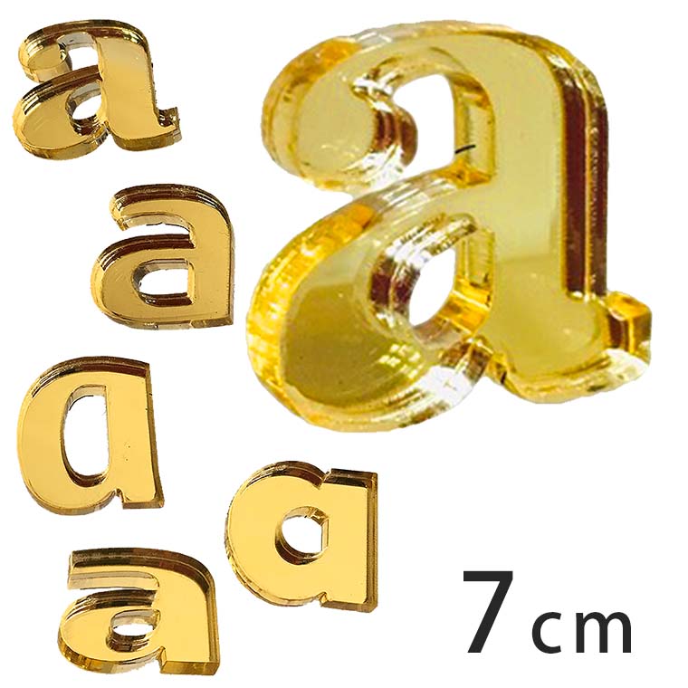 Rakuten - アクリル製 ミラー ゴールド 切り抜き文字 アルファベット小文字 7cm 厚さ3mm アンシャンテラボ / 切り文字 切文字 パーツ ローマ字 ハンドメイド クラフト DIY 表札 ネームプレート 看板 ウェルカムボード ウエディング ウェルカムボード【ゆうパケット対応】