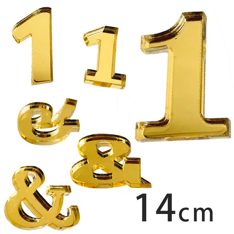 Rakuten - アクリル製 ゴールド ミラー 切り抜き文字 数字・記号 14cm アンシャンテラボ / オリジナル商品 切り文字 切文字 パーツ ローマ字 ハンドメイド クラフト DIY 表札 ネームプレート 看板 ウェルカムボード ウエディング ウェルカムボード【ゆうパケット対応】