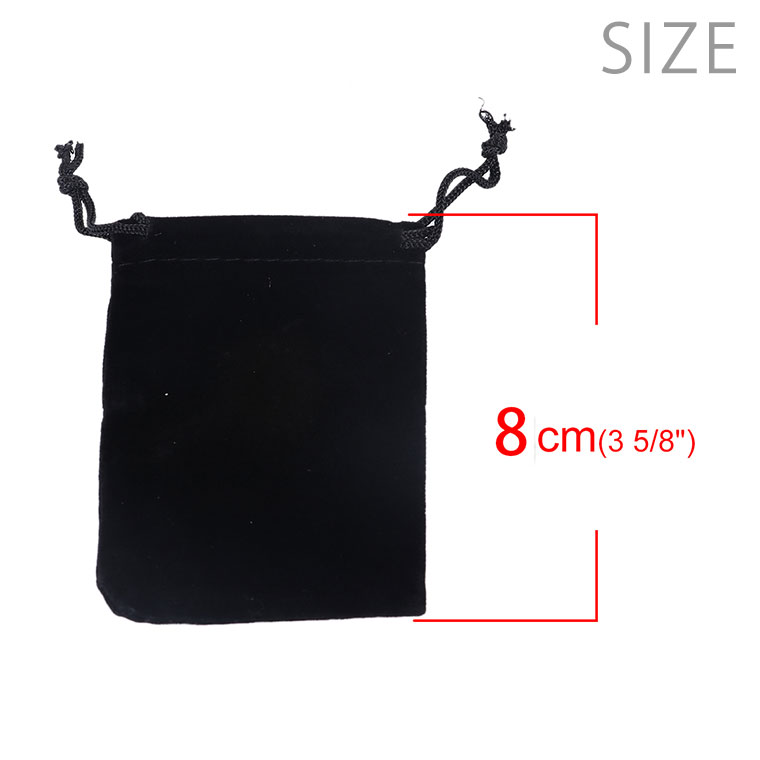 ベルベット巾着袋 ブラック 約80×70mm（使用可能幅：約75×65mm）（1個入）/ 黒 く...