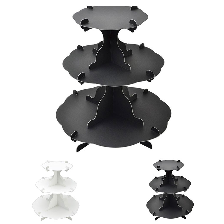 オリジナルワークス 紙製 組立式3段テーブル 1個入 ホワイト・ブラック【44-5820】【44-5821】 / ディスプレイ 展示 棚 ピアス ネックレス ア...