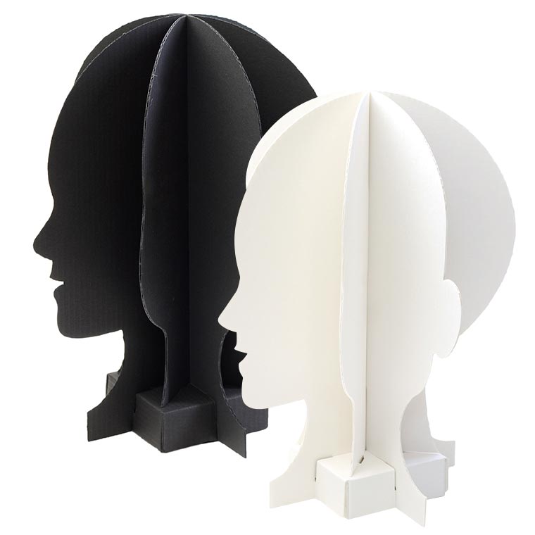 在庫限り!組立式ヘッドスタンド S 子供用 ブラック【44-5886】/ 黒 着画 キット 紙製 フォト ペーパー マスク メガネ 帽子 イヤリング ピアス ヘ...