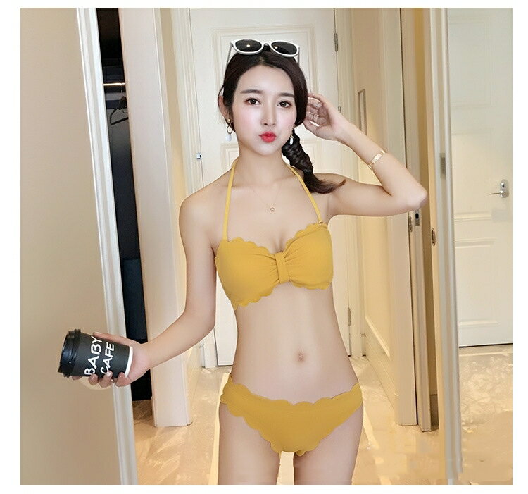水着 ビキニ セクシー シンプル レース レディース セパレート 可愛い バンドゥ風 2点セット 上下 無地 ノンワイヤー パッド付き 小胸 バスト 盛れる 肩紐 アジャスター調節 海 プール ビーチ リゾート 旅行 夏 温泉 こなれ感