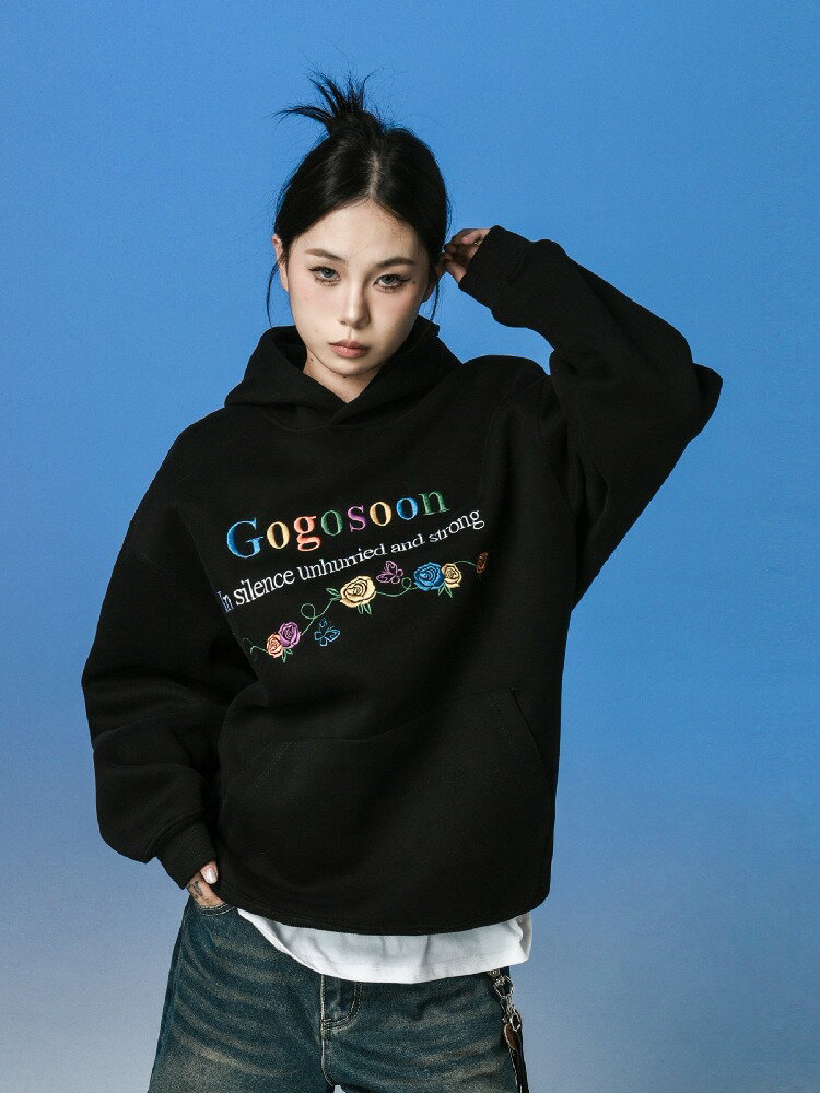Rakuten - Excellent style張桂源と同じタイルのgogosoon裏起毛パーカーメンズ新作2025秋冬フード付き刺繍トレッドブランド春にも使えない万能アイテム