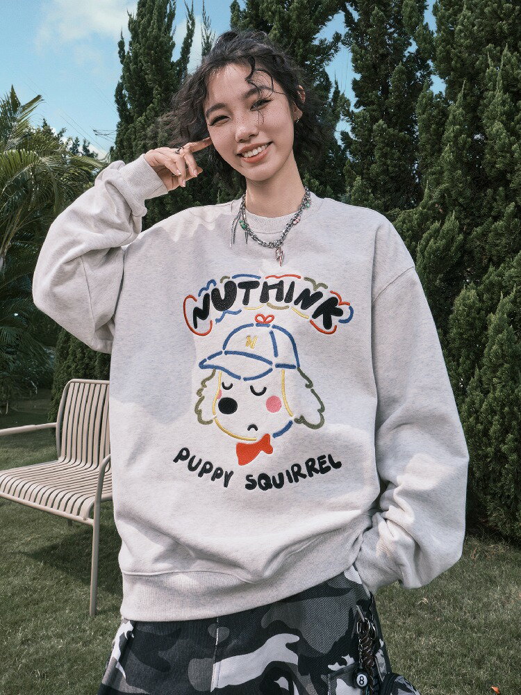 Rakuten - Excellent style# アメリカン # レトクロカトゥー # 子犬 # プリントロゴ # 丸首スウエイト # シャツカラブロック # 男女兼用2025年秋冬新作カーディガン