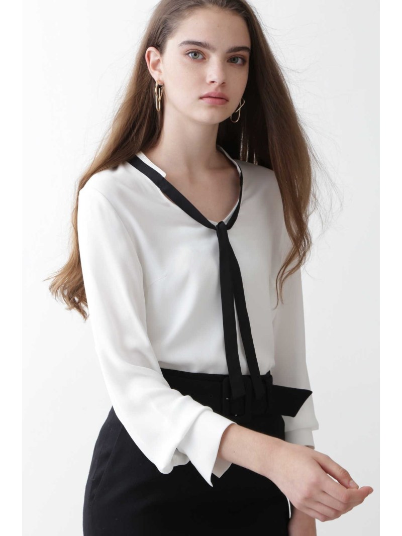 【SALE／20%OFF】[ウォッシャブル]バイカラーボウタイブラウス PINKY&DIANNE ピンキー アンド ダイアン トップス シャツ・ブラウス ホワイト【RBA_E】【送料無料】[Rakuten Fashion]のサムネイル