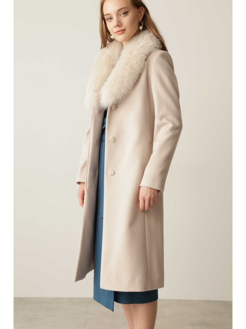 【SALE／30%OFF】◆カシミヤ混フォックスファー襟コート PINKY&DIANNE ピンキー アンド ダイアン ジャケット・アウター その他のジャケット・アウター ブラック ベージュ【RBA_E】【送料無料】[Rakuten Fashion]のサムネイル