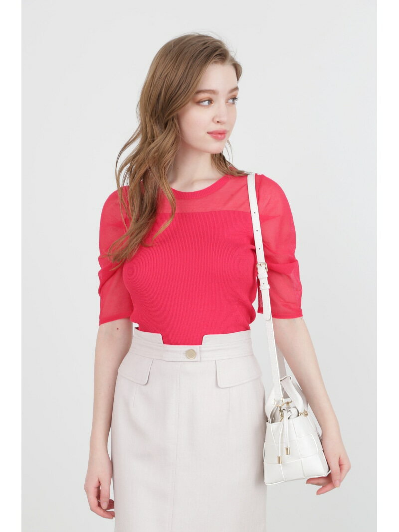 ◆タックスリーブシアーニット PINKY&DIANNE ピンキー アンド ダイアン トップス ニット ピンク ブラック ホワイト【送料無料】[Rakuten Fashion]のサムネイル