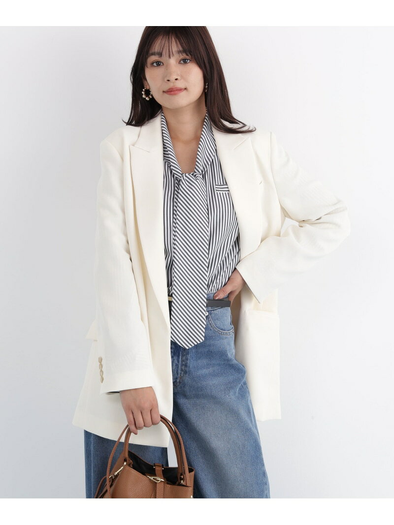 ストライプスリーブジャケット PINKY&DIANNE ピンキー アンド ダイアン ジャケット・アウター テーラードジャケット・ブレザー ベージュ ピンク【先行予約】*【送料無料】[Rakuten Fashion]