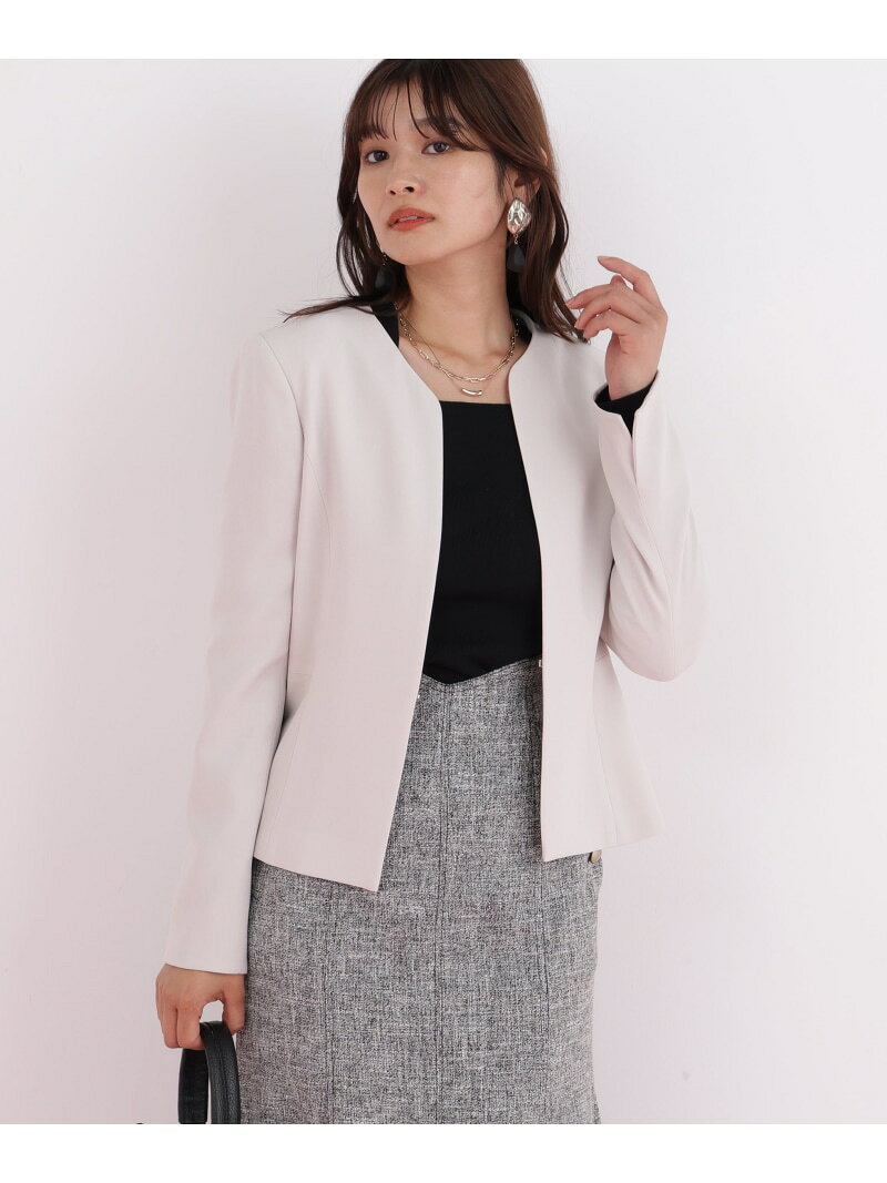 キーネックペプラムジャケット PINKY&DIANNE ピンキー アンド ダイアン ジャケット・アウター テーラードジャケット・ブレザー ベージュ ネイビー【先行予約】*【送料無料】[Rakuten Fashion]