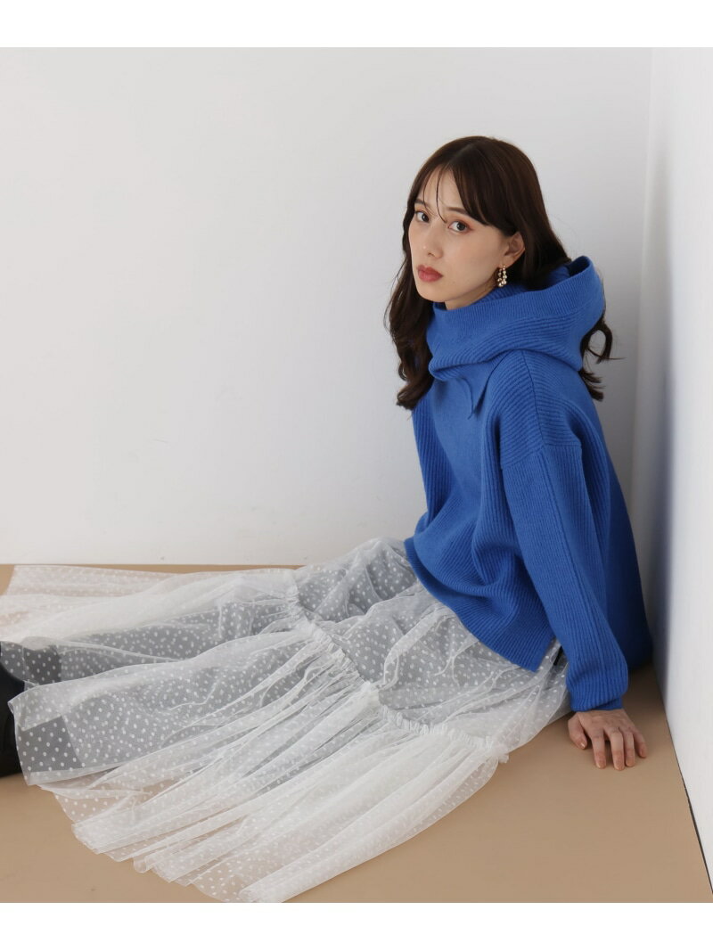 ◆フードスヌード付きニットプルオーバー PINKY&DIANNE ピンキー アンド ダイアン トップス ニット ホワイト ピンク ブルー【先行予約】*【送料無料】[Rakuten Fashion]