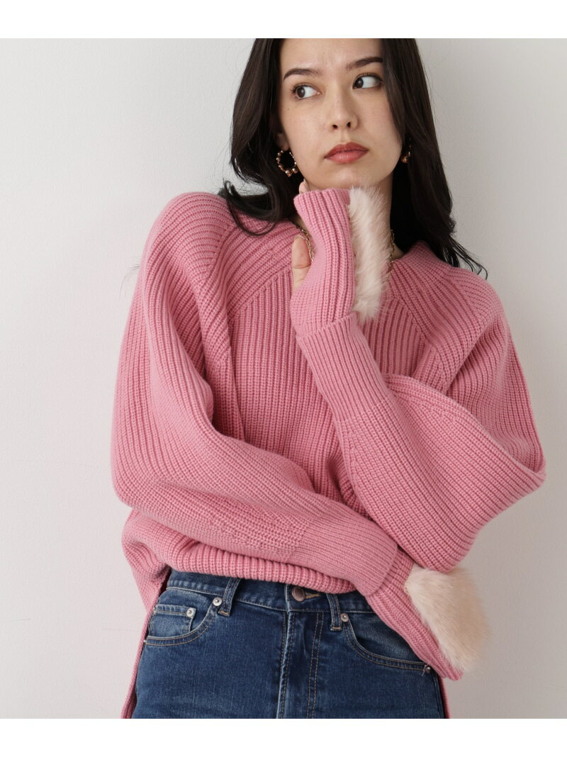 ◆ファーグローブ付き畦ニットプルオーバー PINKY&DIANNE ピンキー アンド ダイアン トップス ニット ピンク ブラック ホワイト【先行予約】*【送料無料】[Rakuten Fashion]のサムネイル