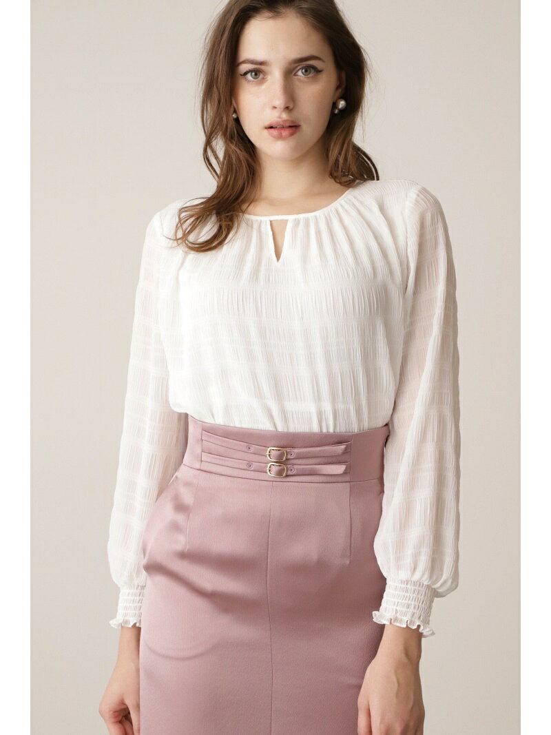 【SALE／40%OFF】◆シャーリングカフス楊柳ブラウス PINKY&DIANNE ピンキー アンド ダイアン トップス シャツ・ブラウス ホワイト ネイビー【RBA_E】【送料無料】[Rakuten Fashion]のサムネイル