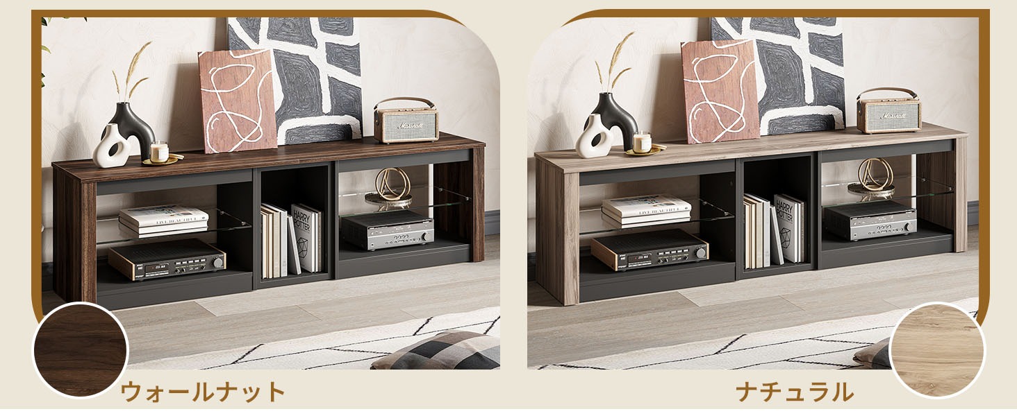 ＼送料無料！／テレビ台 テレビボード PS5ゲーム機収納対応 幅160cm 奥行35cm 高さ52cm 32-75型対応のテレビラック AV機器対応 ガラス収納棚付き 木製 おしゃれ LEDライト付 テレビラック ローボード