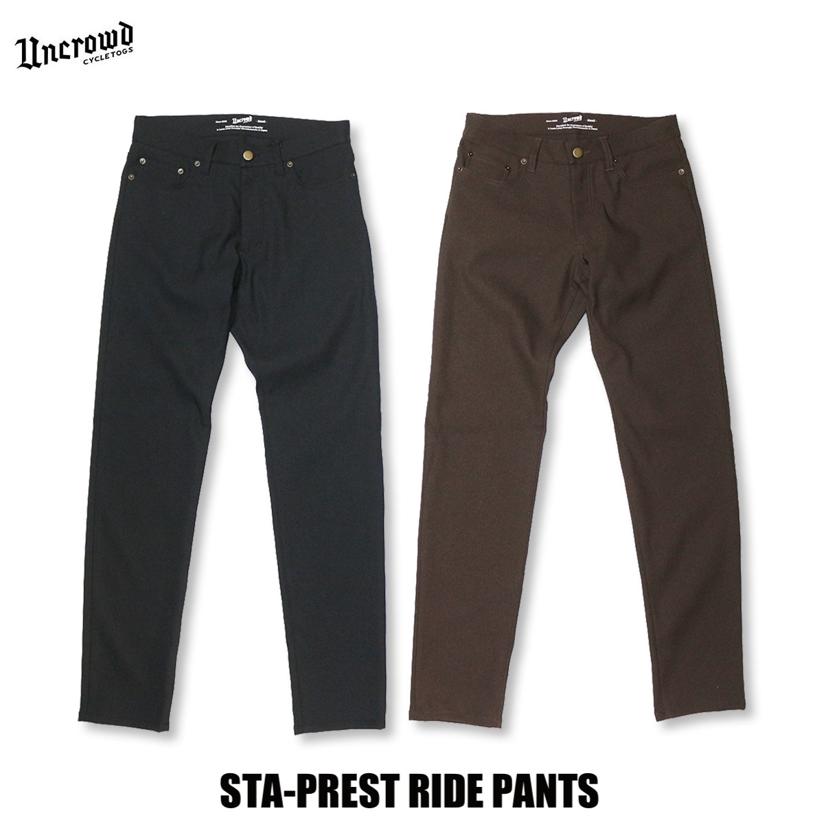 ☆送料無料☆UNCROWD(アンクラウド) UC-130P-022 STA-PREST RIDE PANTS 2色(ブラック・ブラウン)