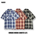 BLUCO(uR) OL-108TO-22 OMBRE WORK SHIRTS S/S S3F(ubN/uE/lCr[)