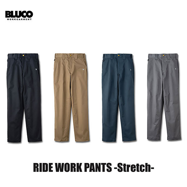 ☆送料無料☆BLUCO(ブルコ) RIDE WORK PANTS -stretch- 4色(BLK/KHK/NVY/L.GRY)