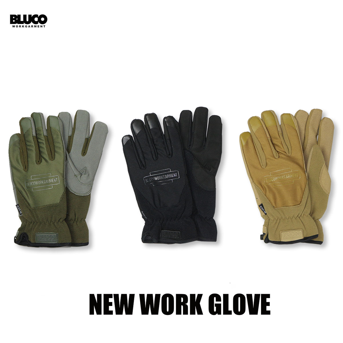 送料無料 BLUCO(ブルコ) OL-302 NEW WORK GLOVE 3色(ブラック オリーブ コヨーテ)