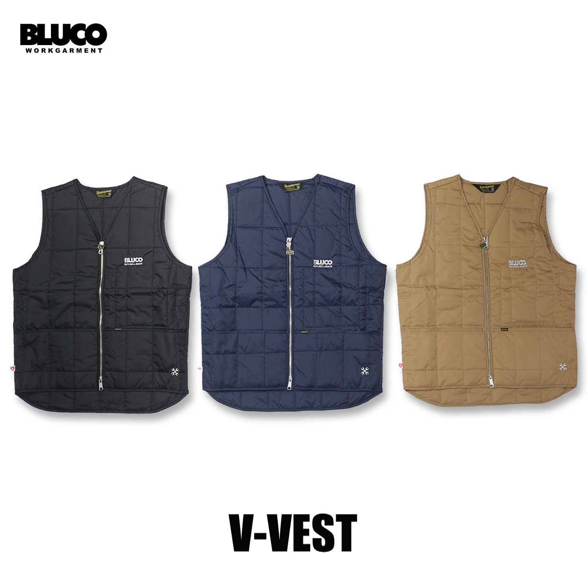 ☆送料無料☆BLUCO(ブルコ) OL-058-022 V-VEST 3色(BLK/KHK/NVY)