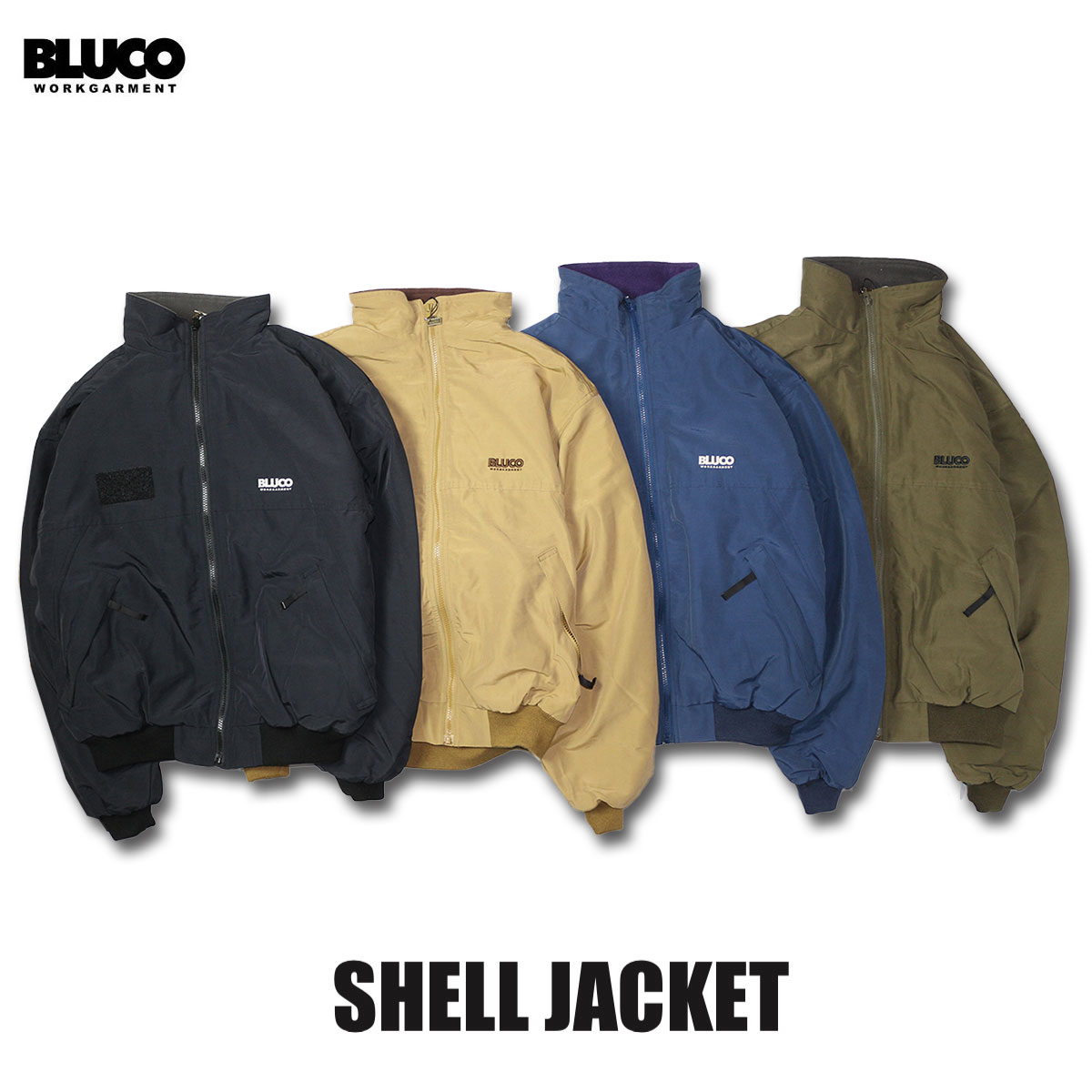 BLUCO(uR)OL-072-022 SHELL JACKET 4F(BLK/KHK/NVY/OLV)