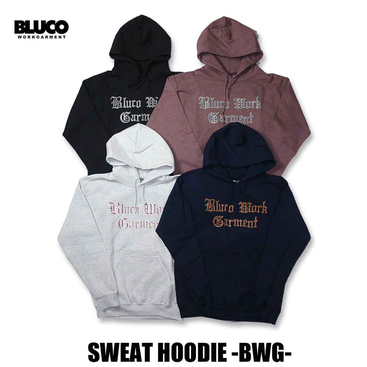 ☆送料無料☆BLUCO(ブルコ) OL-914-022 SWEAT HOODIE -BWG- 4色(ASH/BLK/NVY/MRN)