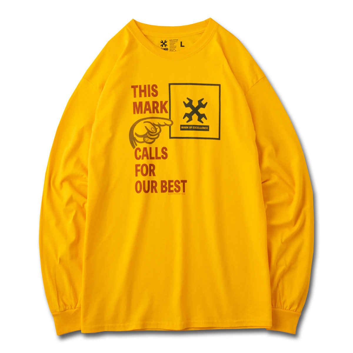 ☆送料無料セールプライス!! BLUCO(ブルコ) OL-1206 PRINT L/S TEE -The Mark- 3色(GLD/WHT/OLV)