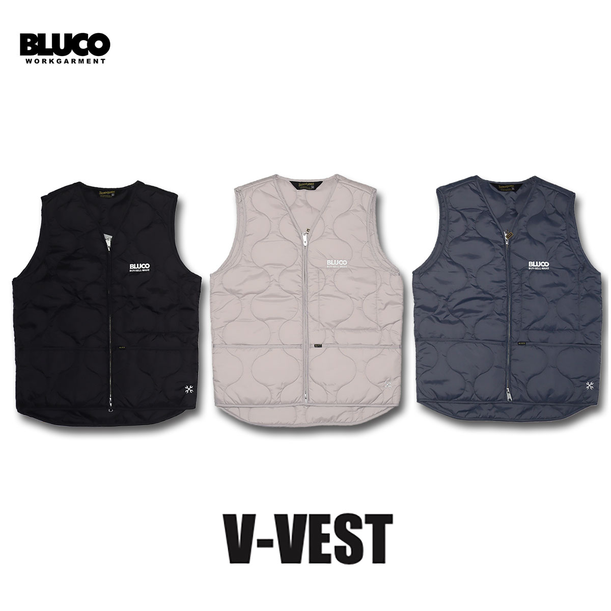 ☆送料無料☆BLUCO(ブルコ) OL-1358 V-VEST 3色(L.GRY/BLK/S.GRY)