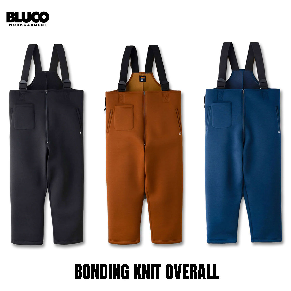 ☆送料無料セールプライス!!☆BLUCO(ブルコ) OL-43-002 BONDING KNIT OVERALL 3色(BLK/CAM/NVY)