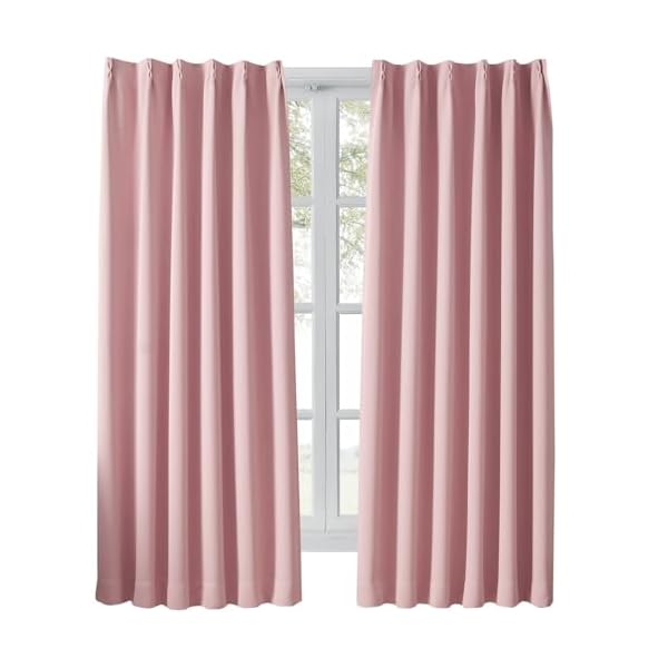 Hansleep カーテン 1級遮光 2枚組 コーラルピンク 幅100cm丈135cm 小窓 断熱 防寒 防音 省エネ 厚手 無地 おしゃれ 洗える 寝室 リビング用 (コーラルピンク, 幅100cm×丈135cm)