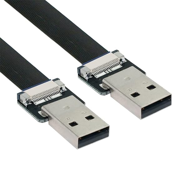 xiwai 0.2m USB 2.0 Type-A オス - Type-A オス データ フラット スリム FPC ケーブル FPV & ディスク & スキャナー & プリンター用