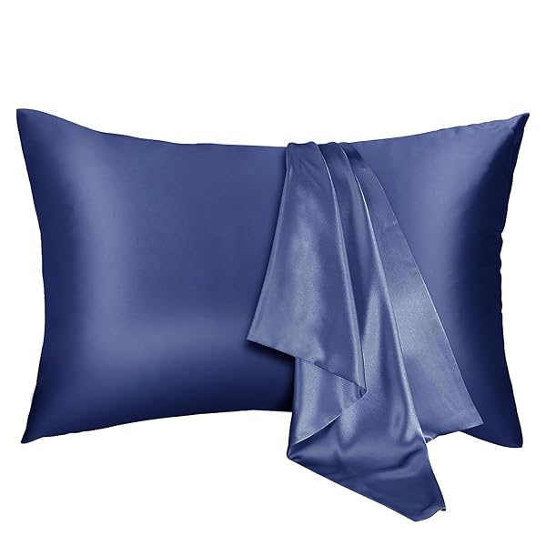 Sugarman 枕カバー 35 50 枕カバー ピローケース 美肌 美髪 静電気防止 光沢 防ダニ 敏感肌 両面タイプ おしゃれ 封筒式 洗える 【1枚】(ネイビー)