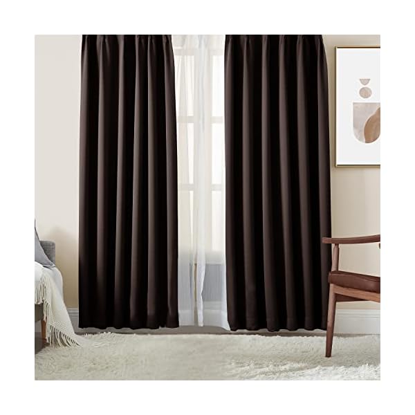 Hansleep カーテン 1級遮光 4枚セット 幅100cm丈150cm ブラウン 断熱 防寒 防音 省エネ 厚手 無地 おしゃれ 洗える リビング用 (カーテン2枚・レース2枚)