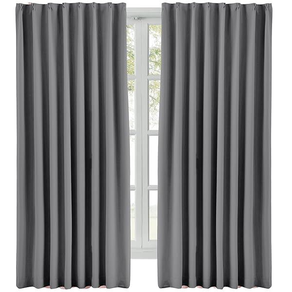 Hansleep カーテン 1級遮光 2枚組 グレー 幅100cm丈170cm 小窓 断熱 防寒 防音 省エネ 厚手 無地 おしゃれ 洗える 寝室 リビング用 (グレー, 幅100cm×丈170cm)