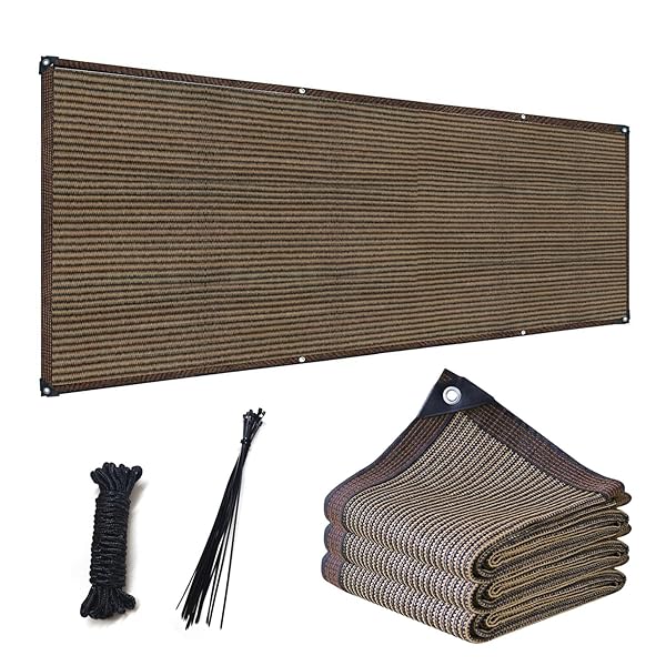 堅塁金物 ベランダ目隠し 1M*12M 遮光ネット コーヒー色 プライバシー保護 日除けシェード 厚みを増した バルコニー マンション UVカット シェード 50CMごとに1つのロープ穴