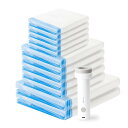 Wuzzon 布団圧縮袋 コードレス電動ポンプ付き 【12枚組/家庭用】80×100cm 2枚/ 50×70 cm 5枚/40×60cm 5枚 掃除機不要 衣類・旅行用 コードレス 布団 衣類 毛布 洋服 ふとん 特大サイズ 真空収納袋 高密封性 防