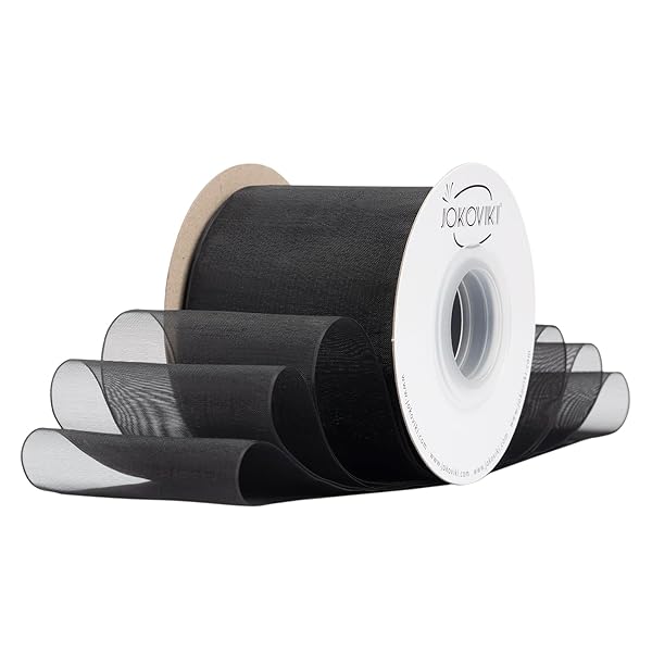 【JOKOVIKI】ブラックオーガンジーリボン 75mm幅 - ギフト包装、ブーケ、リボン、フラワーアレンジメン..