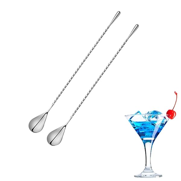 nalaina バースプーン マドラー (2本セット) スパイラルスプーン ステンレス製 カクテル アイス ヨーグ..