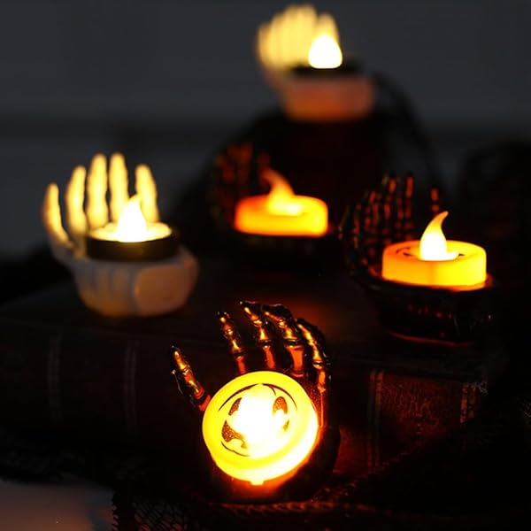 4点セットハロウィン光る手 骸骨 置物 光るおもちゃクモ カボチャハロウィン 装飾 ハロウィングッズ小型 軽量 卓上ライト 屋内 店舗 パーティー 装飾ライト (4)
