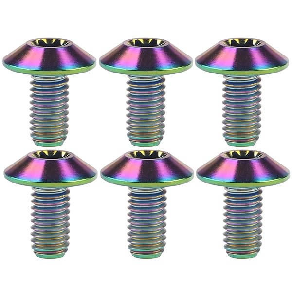 Dingtai 低頭プラムヘッドチタンM6x12mmブレーキハンドルバーボルト ピッチ1.0mm 6本入 (虹色)