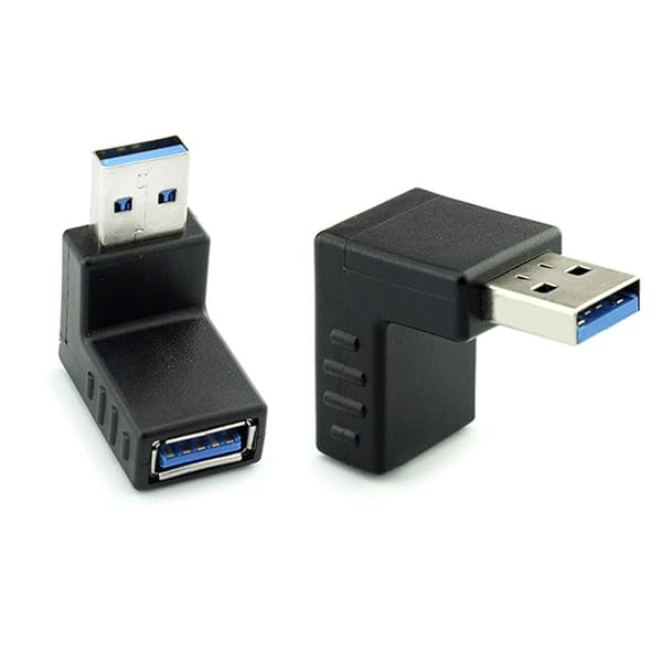 YFFSFDC USB 3.0 アダプタ 【2個セット】 L型 90度 直角 方向 変換 Type A (タイプa オス〜タイプa メス) 上向き 下向き 変換アダプタ