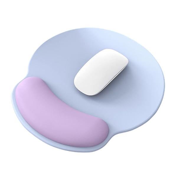 マウスパッド リストレスト一体型 マウス くすみカラー 低反発リストレス サンワサプライ 人間工学 手首クッション シリコン 手首 腕 滑り止め 疲労軽減 ゲーム 仕事用 在宅ワーク 手首サポート (ライトブルー（＆パープル）)