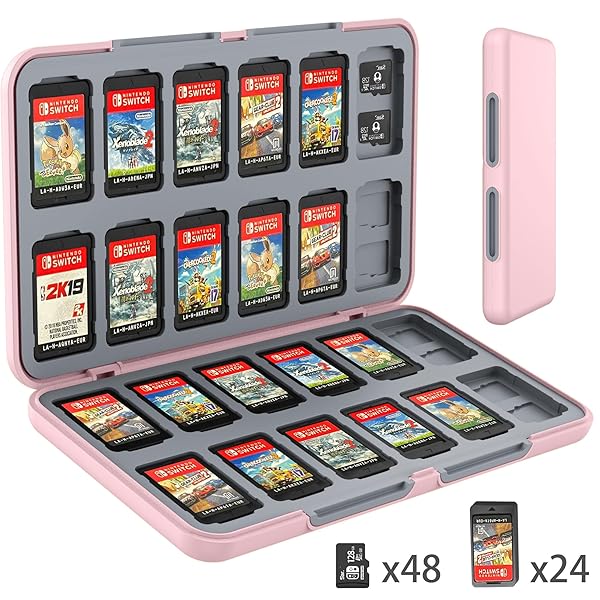 Switchゲームカードケース 24枚 switch ゲームカードケース スイッチ専用 ゲームカード収納ケース (pink)…