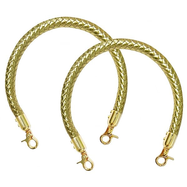 YOGOTI バッグ 持ち手 バッグハンドル 取っ手 かばん取っ手 付け替え 30cm 40cm 60cm PUレザー 編み込み 鞄 DIY 手作り 素材 手芸用品 工芸品 着脱可能（2本セット） (60cm, ゴールド)(3)