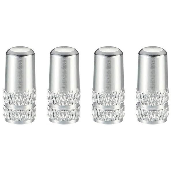 YFFSFDC 自転車 仏式 バルブキャップ 4個セット アルミ合金製 タイヤ バルブ キャップ アルミバルブキャップ フレンチバルブ ロードバイク ドレスアップ 仏式バルブ用 (シルバー)